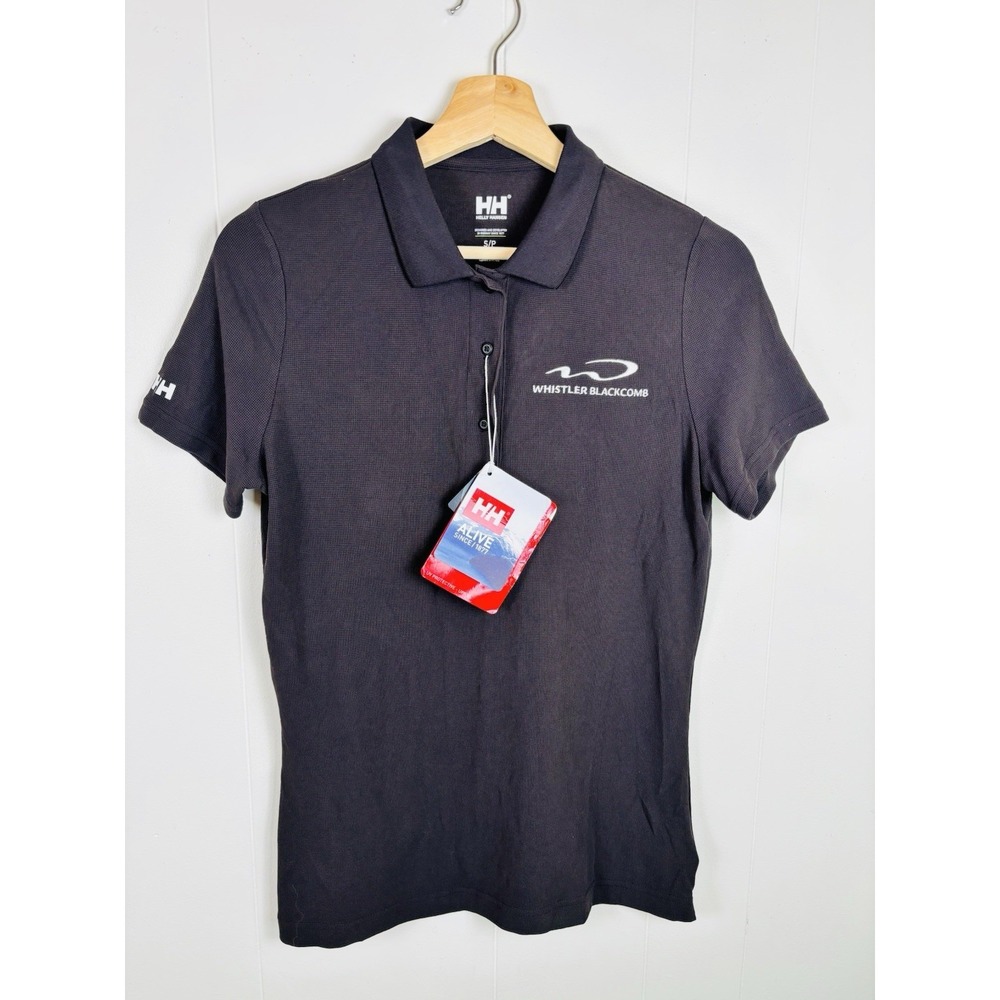 Helly Hansen Crew Tech Polo Shirt‎ Womens Small Black UPF 50 Whistler NWT